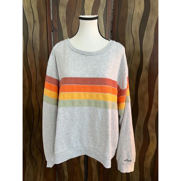 Rip Curl Striped Trippin Crew in Light Grey Heather. Size XL - Picture 1 of 8